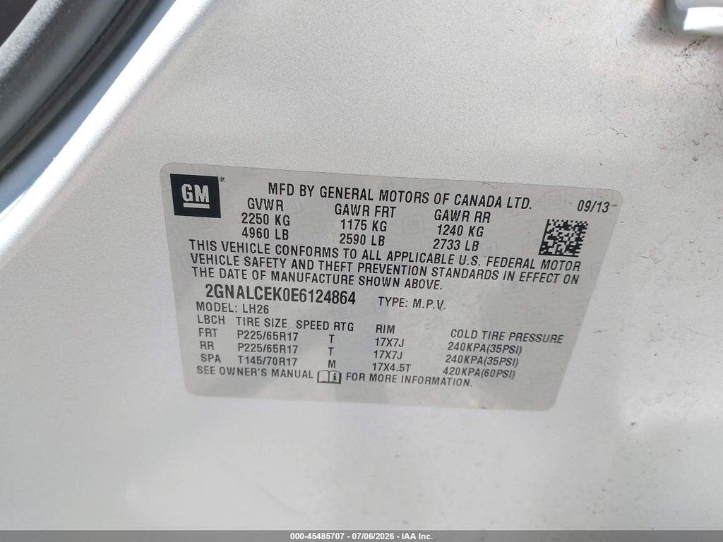 2GNALCEK0E6124864 2014 CHEVROLET EQUINOX photo no. 9