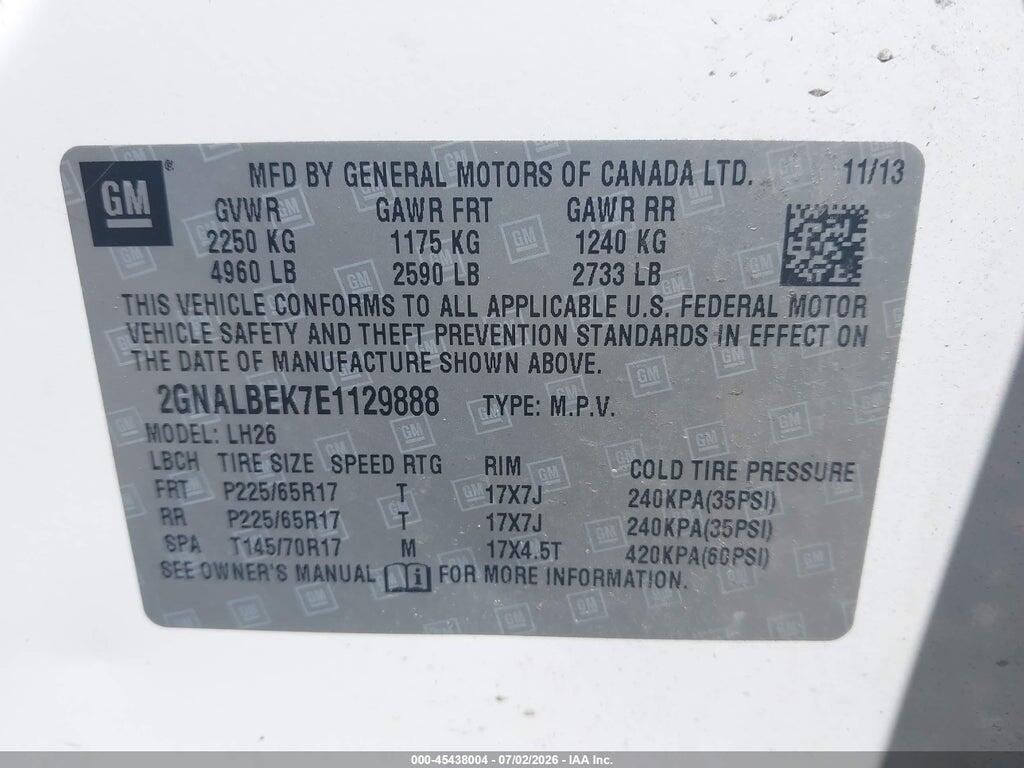 2GNALBEK7E1129888 2014 CHEVROLET EQUINOX photo no. 9