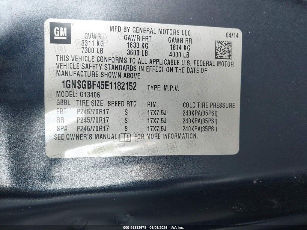 1GNSGBF45E1182152 2014 CHEVROLET EXPRESS 1500 photo no. 9