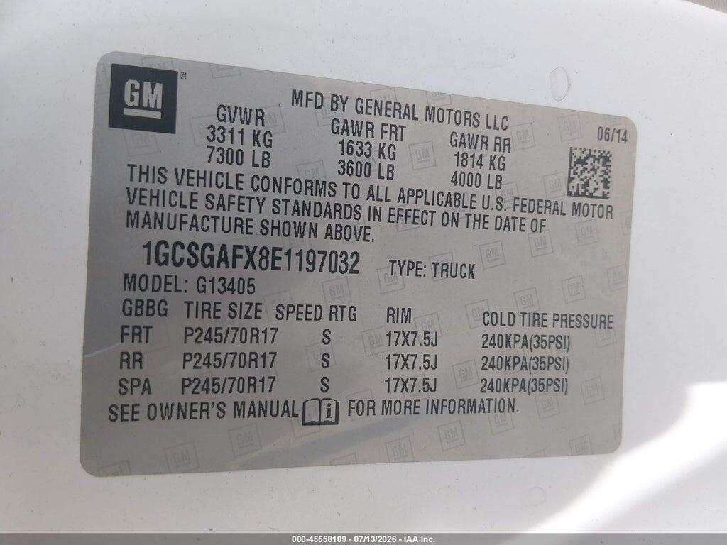 1GCSGAFX8E1197032 2014 CHEVROLET EXPRESS 1500 photo no. 9