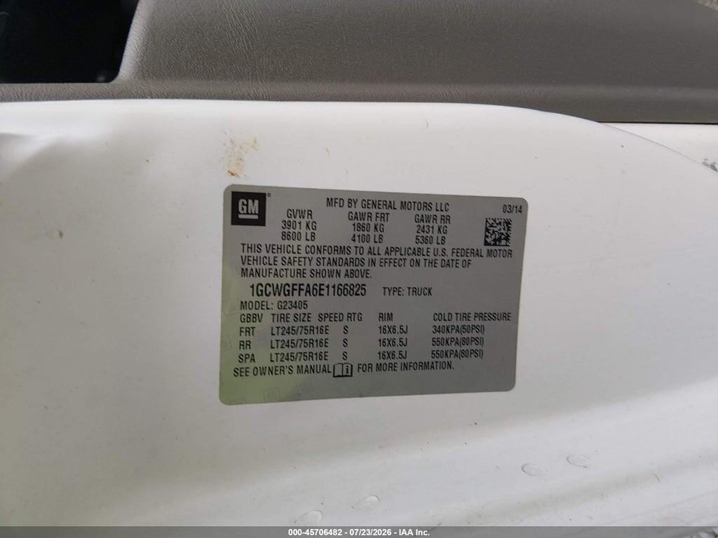 1GCWGFFA6E1166825 2014 CHEVROLET EXPRESS 2500 photo no. 9