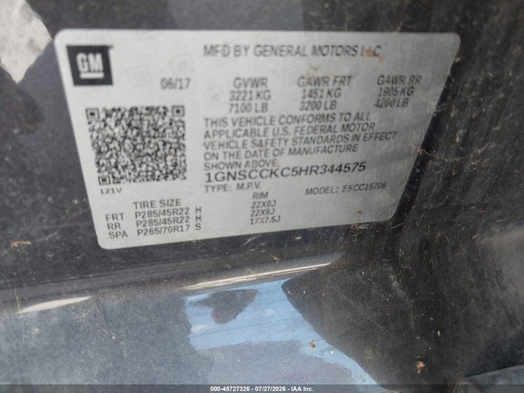 1GNSCCKC5HR344575 2017 CHEVROLET TAHOE photo no. 9