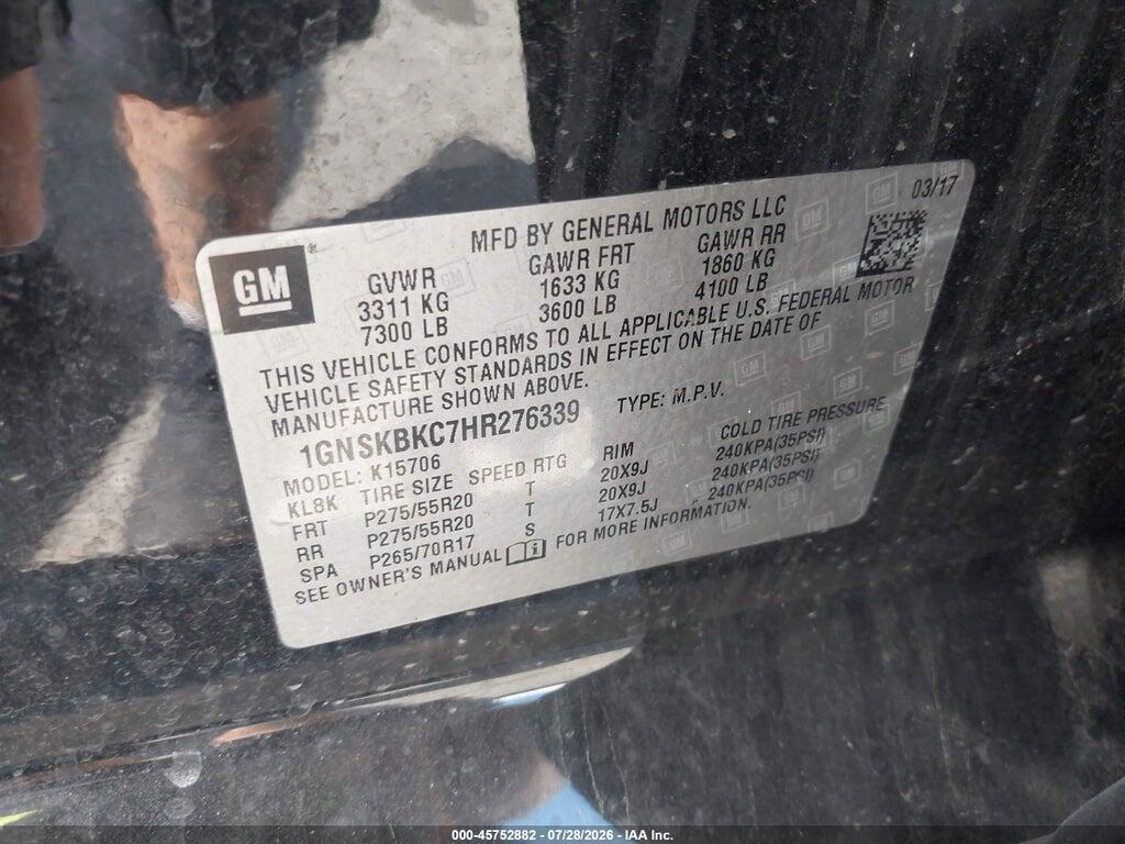 1GNSKBKC7HR276339 2017 CHEVROLET TAHOE photo no. 9