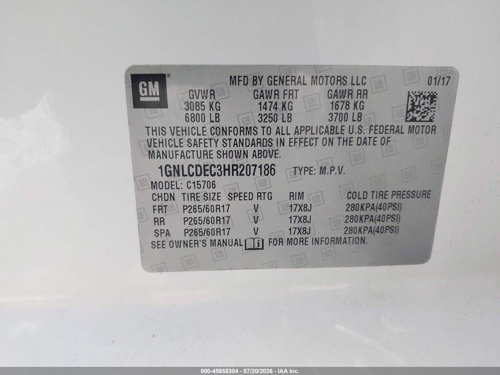 1GNLCDEC3HR207186 2017 CHEVROLET TAHOE photo no. 9