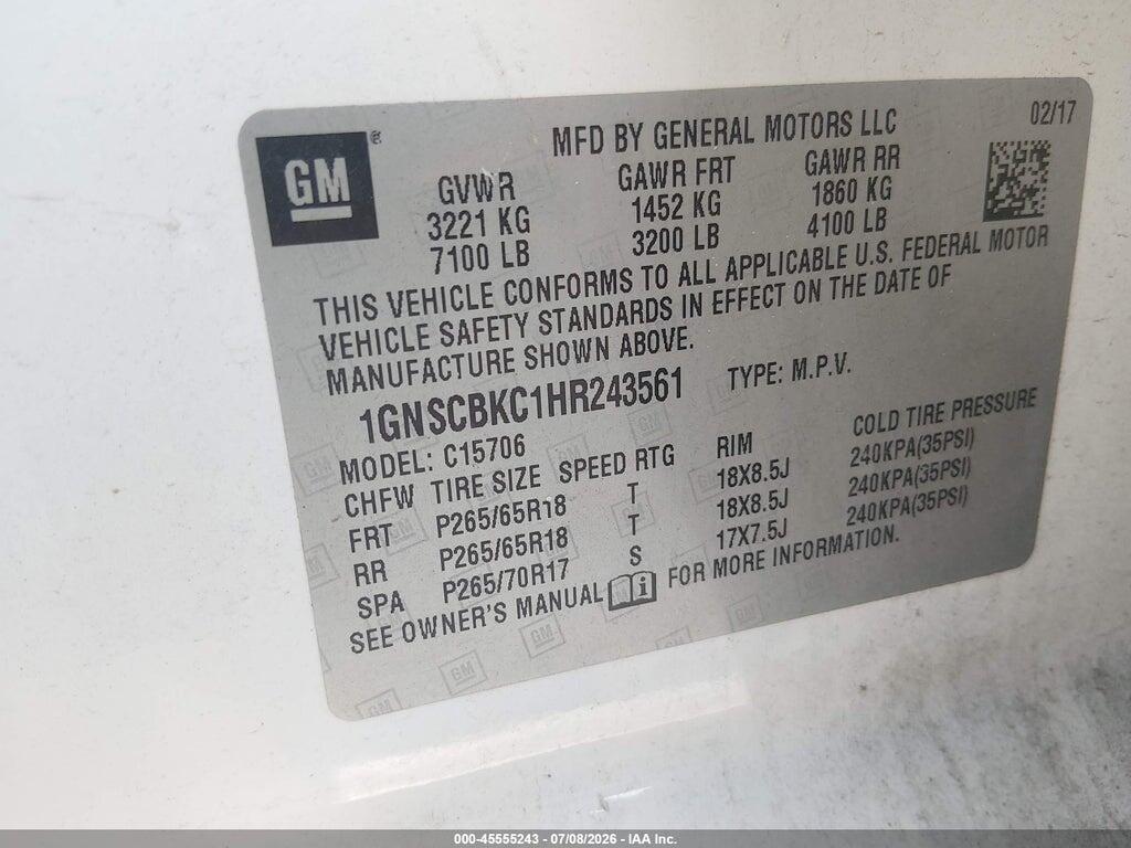 1GNSCBKC1HR243561 2017 CHEVROLET TAHOE photo no. 9