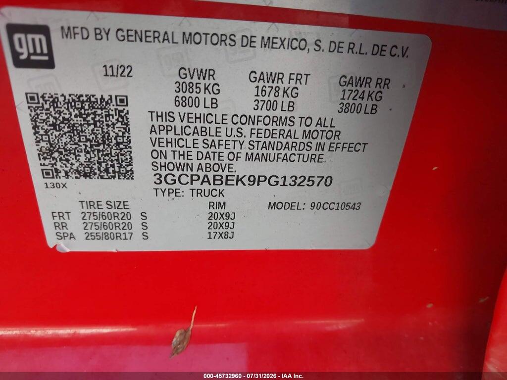 3GCPABEK9PG132570 2023 CHEVROLET SILVERADO 1500 photo no. 9