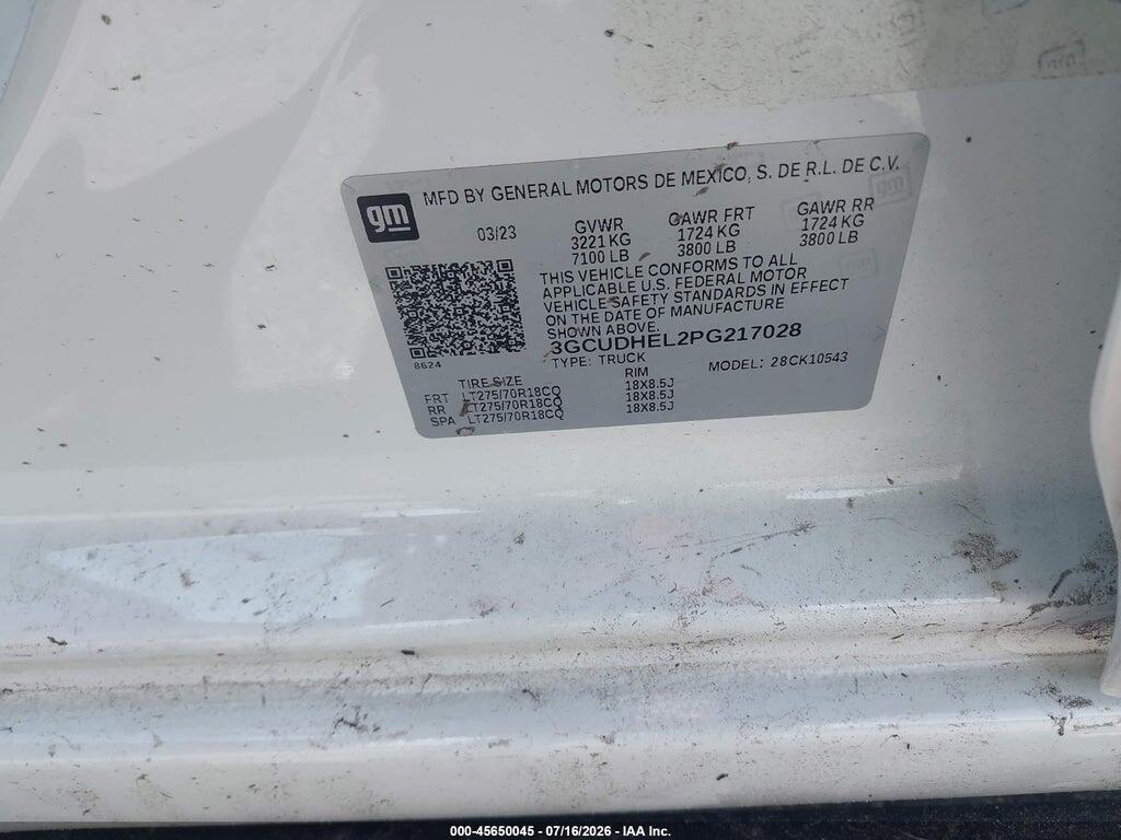 3GCUDHEL2PG217028 2023 CHEVROLET SILVERADO 1500 photo no. 9