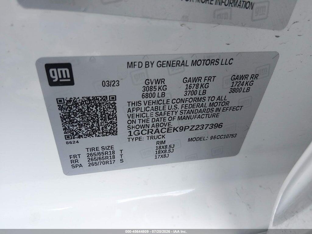 1GCRACEK9PZ237396 2023 CHEVROLET SILVERADO 1500 photo no. 9