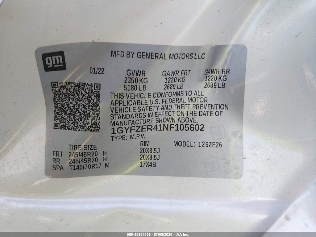 1GYFZER41NF105602 2022 CADILLAC XT4 photo no. 9