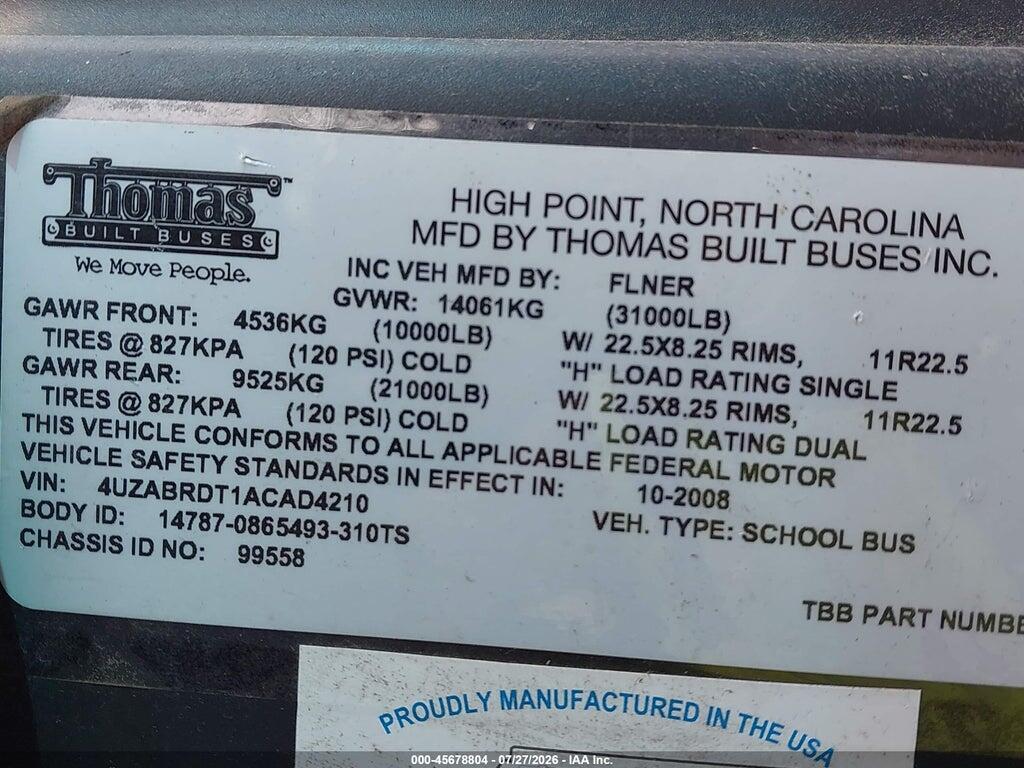 4UZABRDT1ACAD4210 2010 FREIGHTLINER CHASSIS photo no. 9