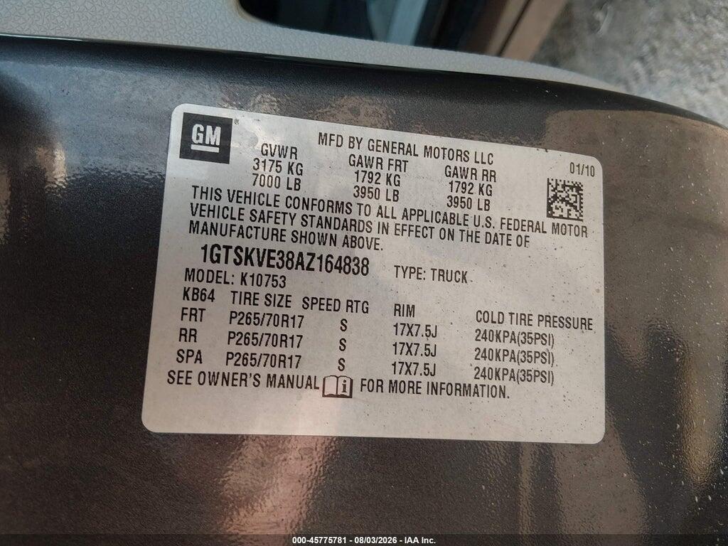 1GTSKVE38AZ164838 2010 GMC SIERRA 1500 photo no. 9