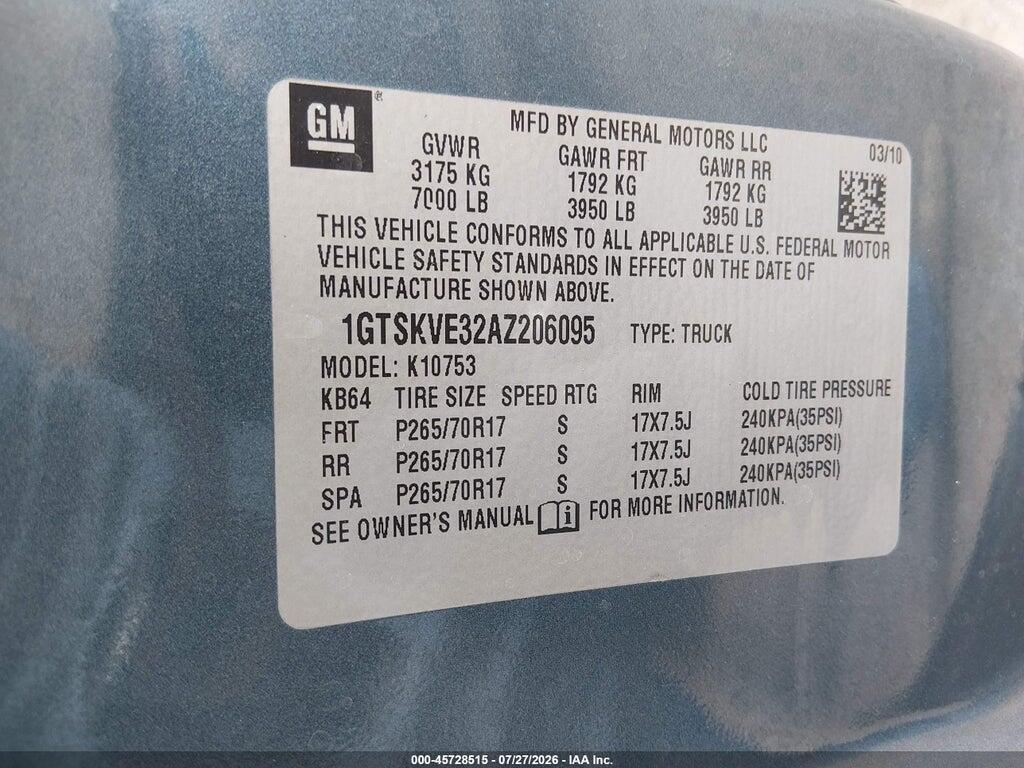 1GTSKVE32AZ206095 2010 GMC SIERRA 1500 photo no. 9