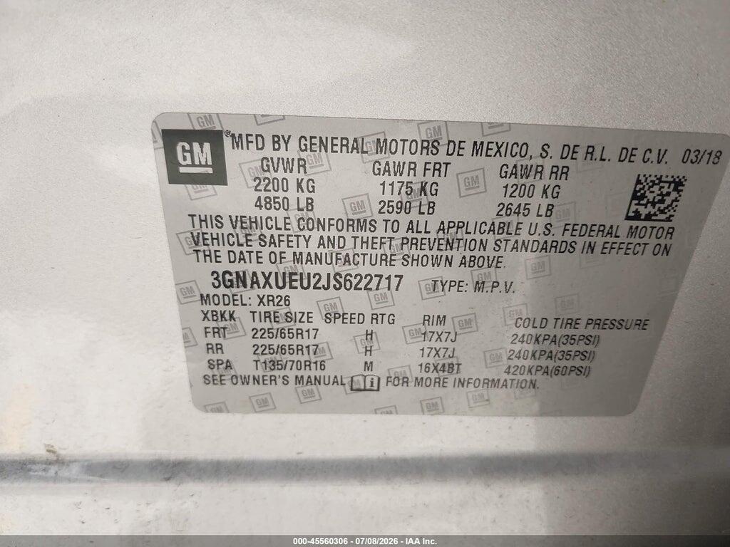 3GNAXUEU2JS622717 2018 CHEVROLET EQUINOX photo no. 9