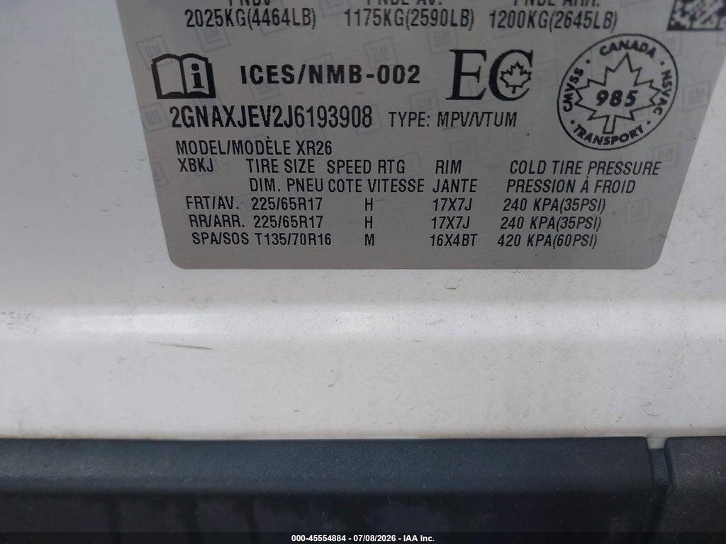 2GNAXJEV2J6193908 2018 CHEVROLET EQUINOX photo no. 9