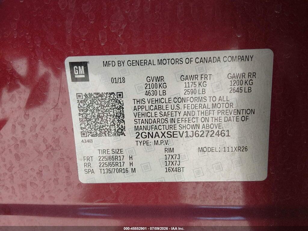 2GNAXSEV1J6272461 2018 CHEVROLET EQUINOX photo no. 9