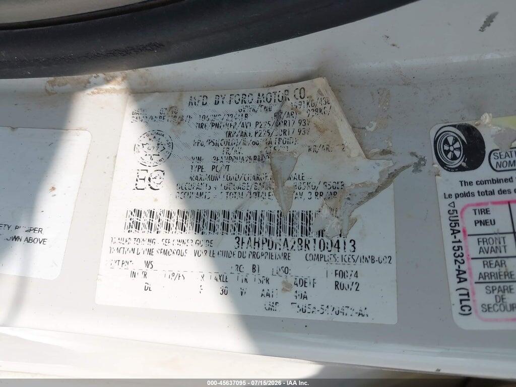 3FAHP0HA2BR100413 2011 FORD FUSION photo no. 9