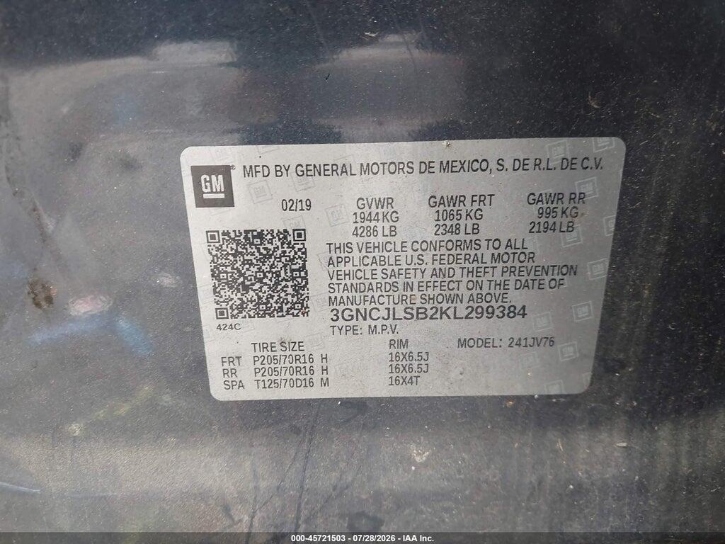 3GNCJLSB2KL299384 2019 CHEVROLET TRAX photo no. 9