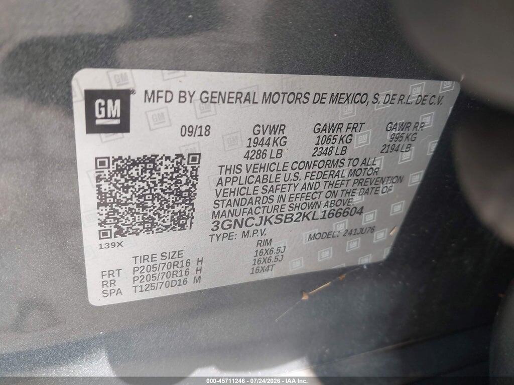 3GNCJKSB2KL166604 2019 CHEVROLET TRAX photo no. 9