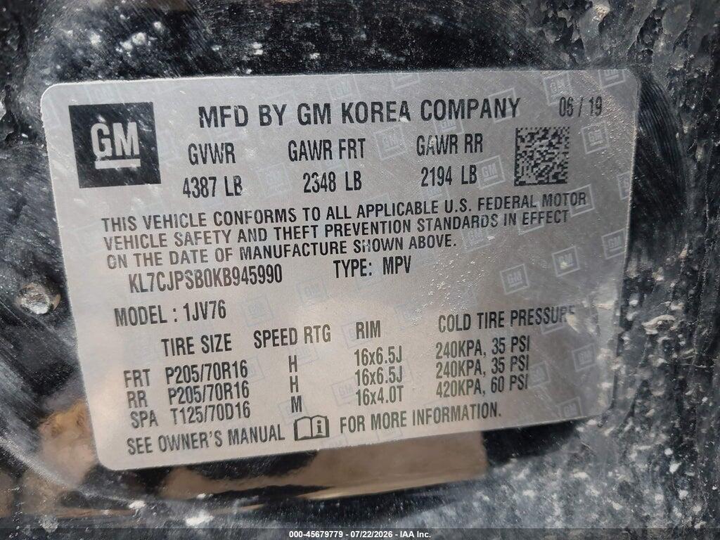 KL7CJPSB0KB945990 2019 CHEVROLET TRAX photo no. 9