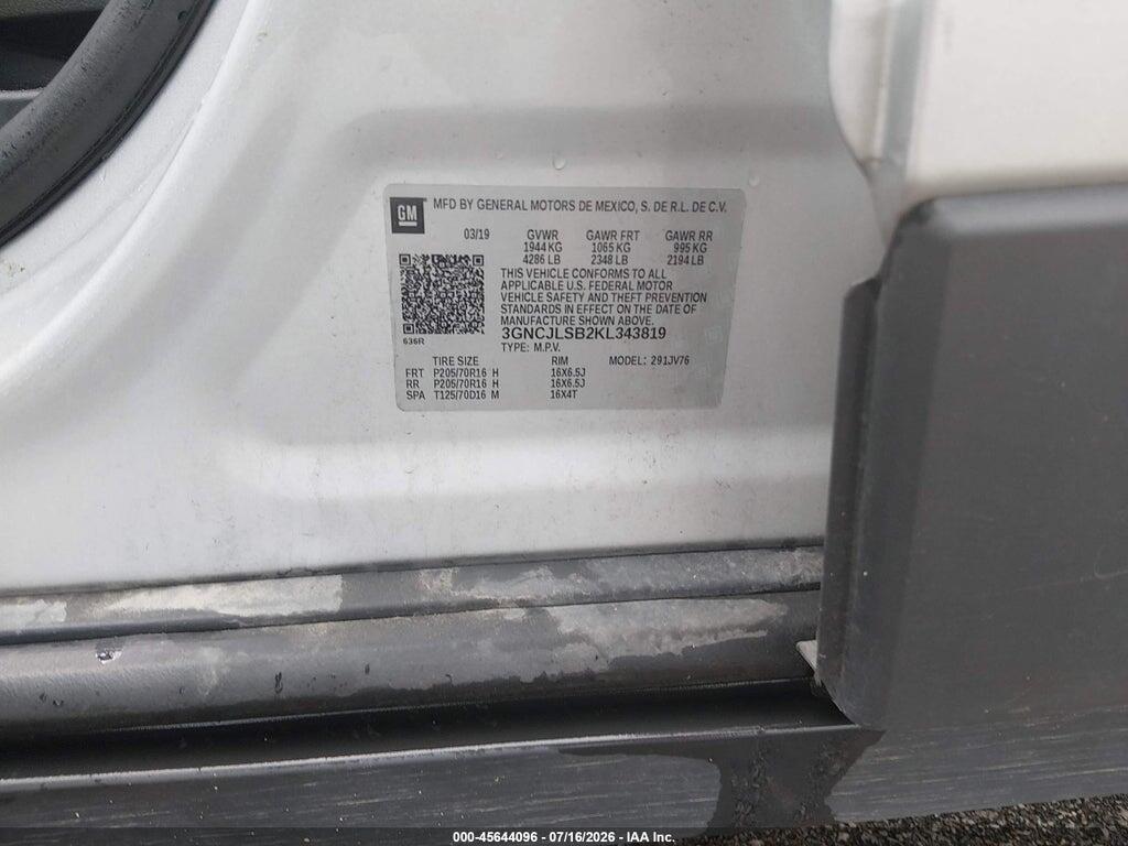 3GNCJLSB2KL343819 2019 CHEVROLET TRAX photo no. 9