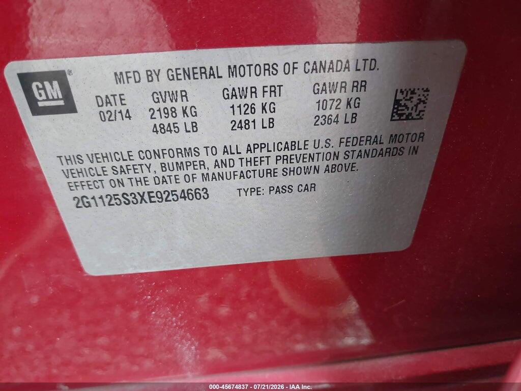 2G1125S3XE9254663 2014 CHEVROLET IMPALA photo no. 9