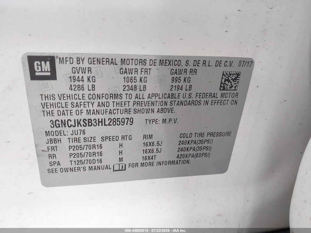 3GNCJKSB3HL285979 2017 CHEVROLET TRAX photo no. 9