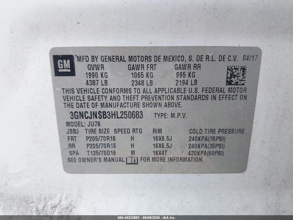 3GNCJNSB3HL250683 2017 CHEVROLET TRAX photo no. 9