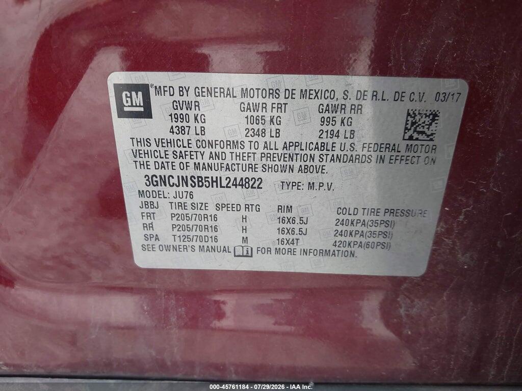 3GNCJNSB5HL244822 2017 CHEVROLET TRAX photo no. 9