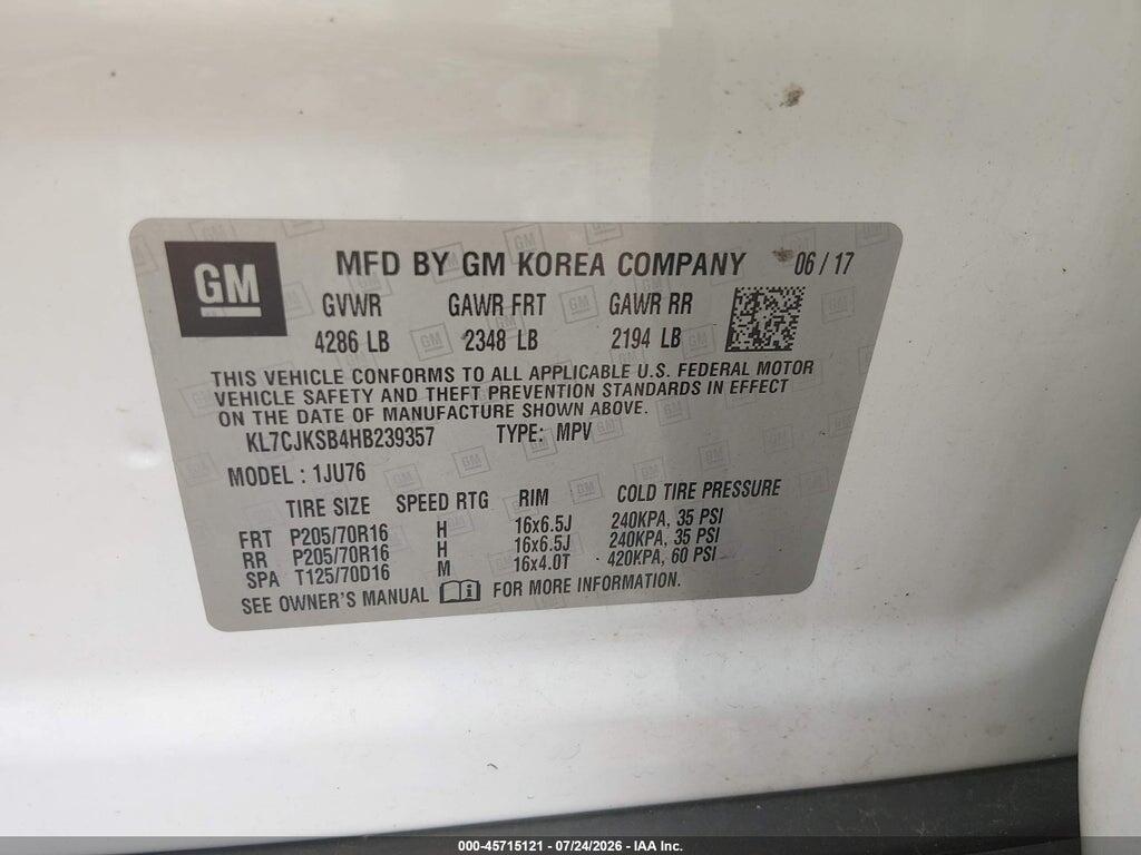 KL7CJKSB4HB239357 2017 CHEVROLET TRAX photo no. 9