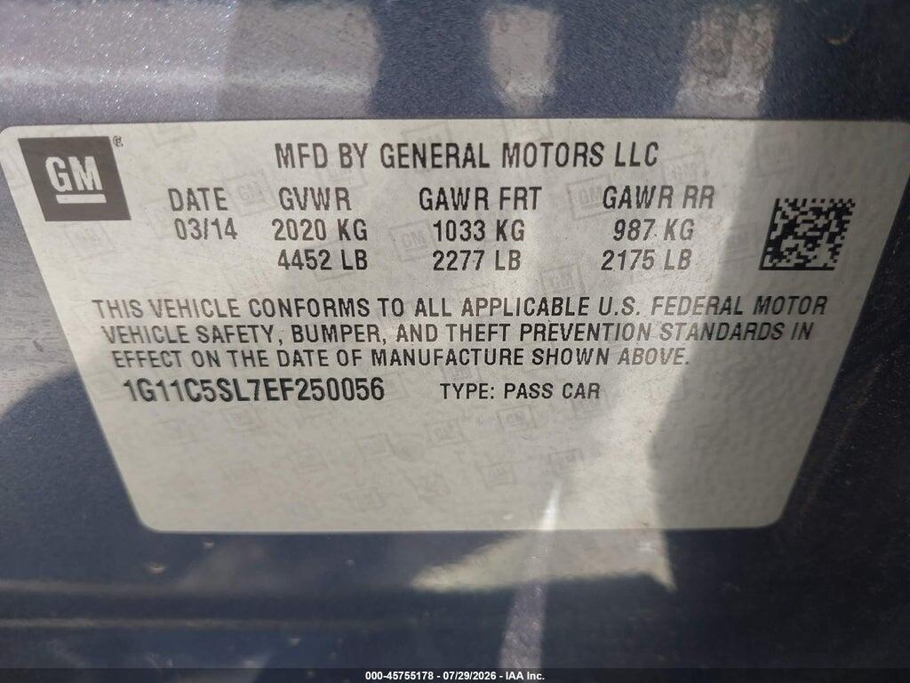 1G11C5SL7EF250056 2014 CHEVROLET MALIBU photo no. 9
