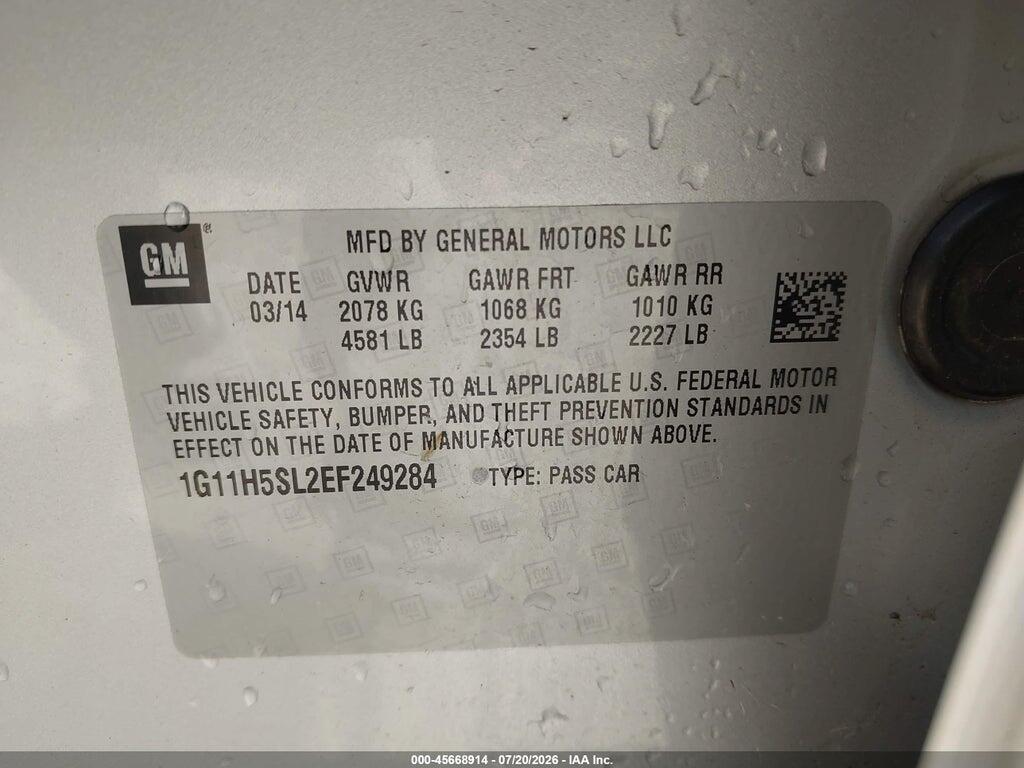1G11H5SL2EF249284 2014 CHEVROLET MALIBU photo no. 9