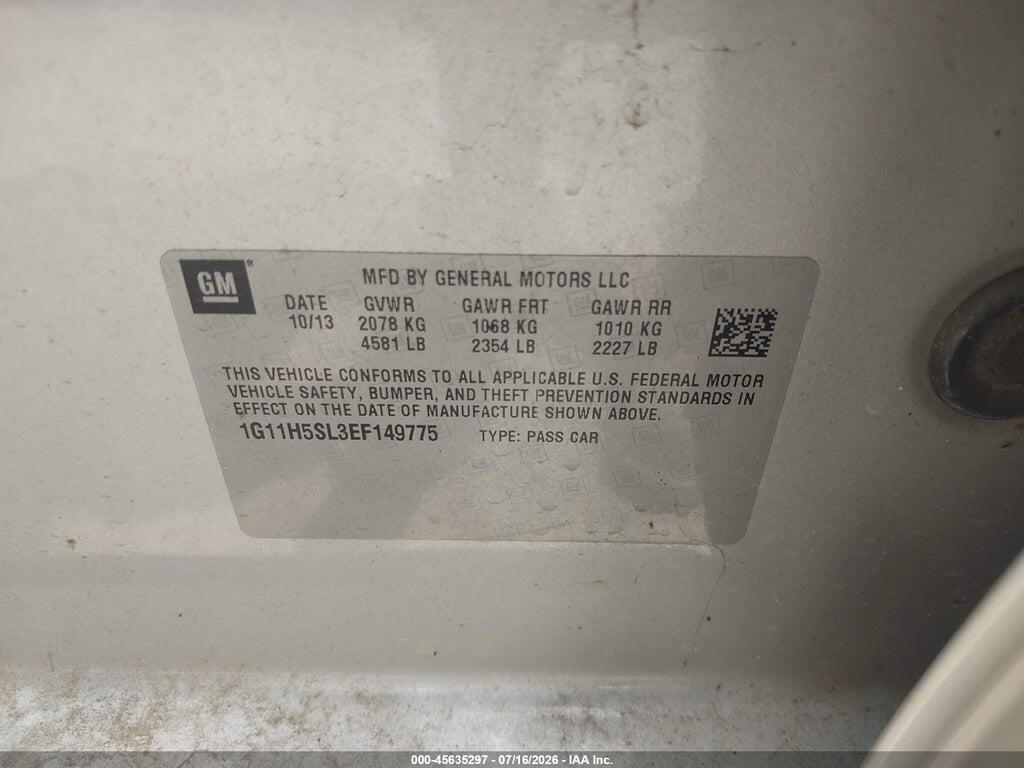 1G11H5SL3EF149775 2014 CHEVROLET MALIBU photo no. 9