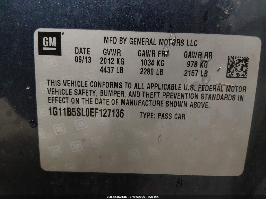1G11B5SL0EF127136 2014 CHEVROLET MALIBU photo no. 9