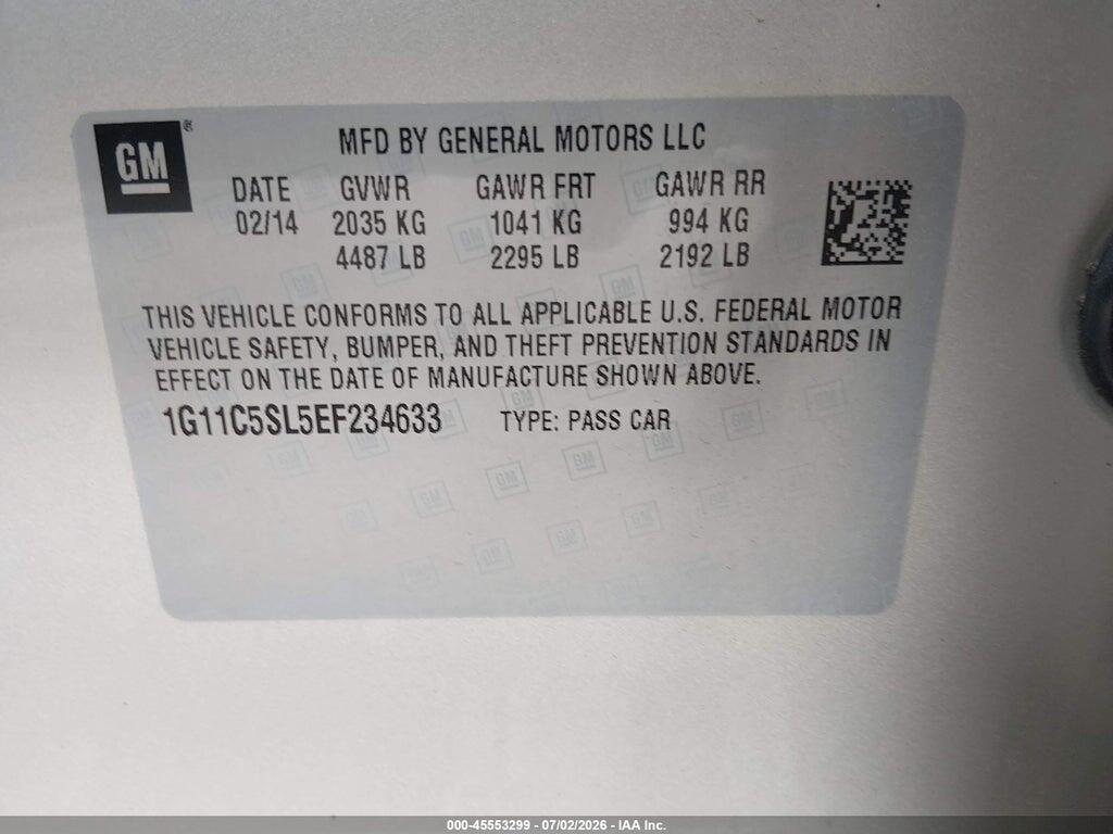 1G11C5SL5EF234633 2014 CHEVROLET MALIBU photo no. 9