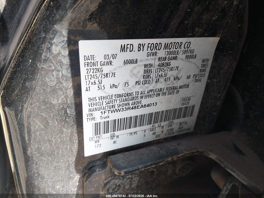 1FTWW33R48EA64013 2008 FORD SUPER DUTY F-350 DRW photo no. 9