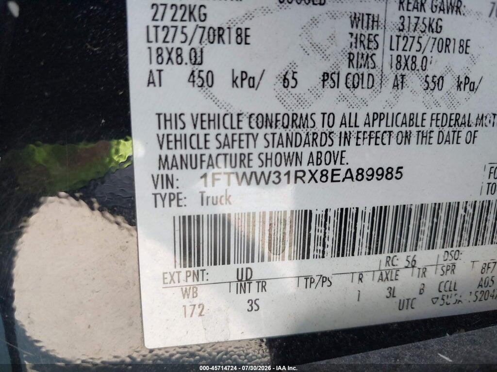 1FTWW31RX8EA89985 2008 FORD SUPER DUTY F-350 SRW photo no. 8