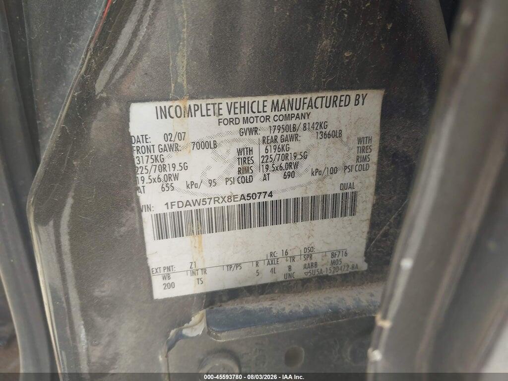 1FDAW57RX8EA50774 2008 FORD SUPER DUTY F-550 DRW photo no. 8