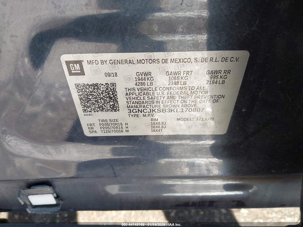 3GNCJKSB3KL170807 2019 CHEVROLET TRAX photo no. 9