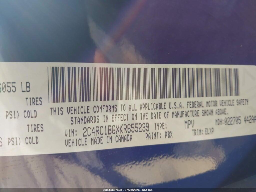 2C4RC1BGXKR655239 2019 CHRYSLER PACIFICA photo no. 9