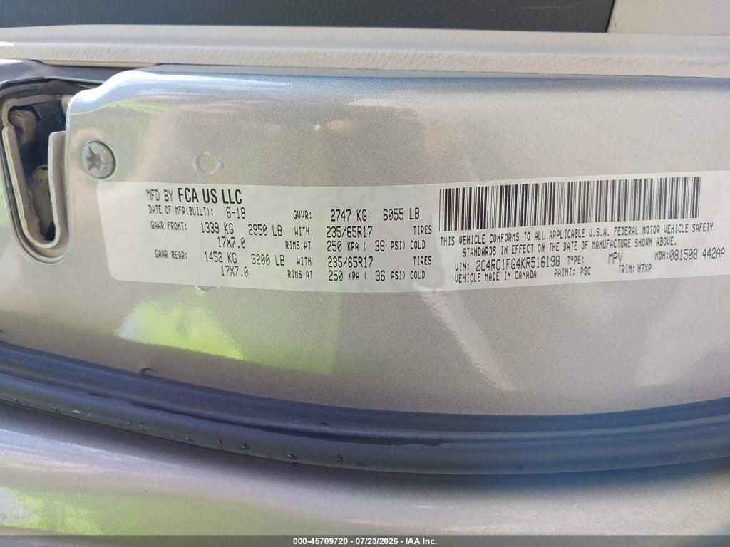 2C4RC1FG4KR516198 2019 CHRYSLER PACIFICA photo no. 9