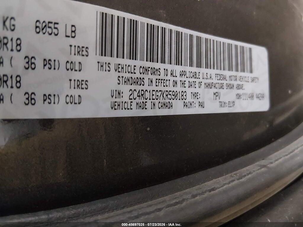 2C4RC1EG7KR590183 2019 CHRYSLER PACIFICA photo no. 9
