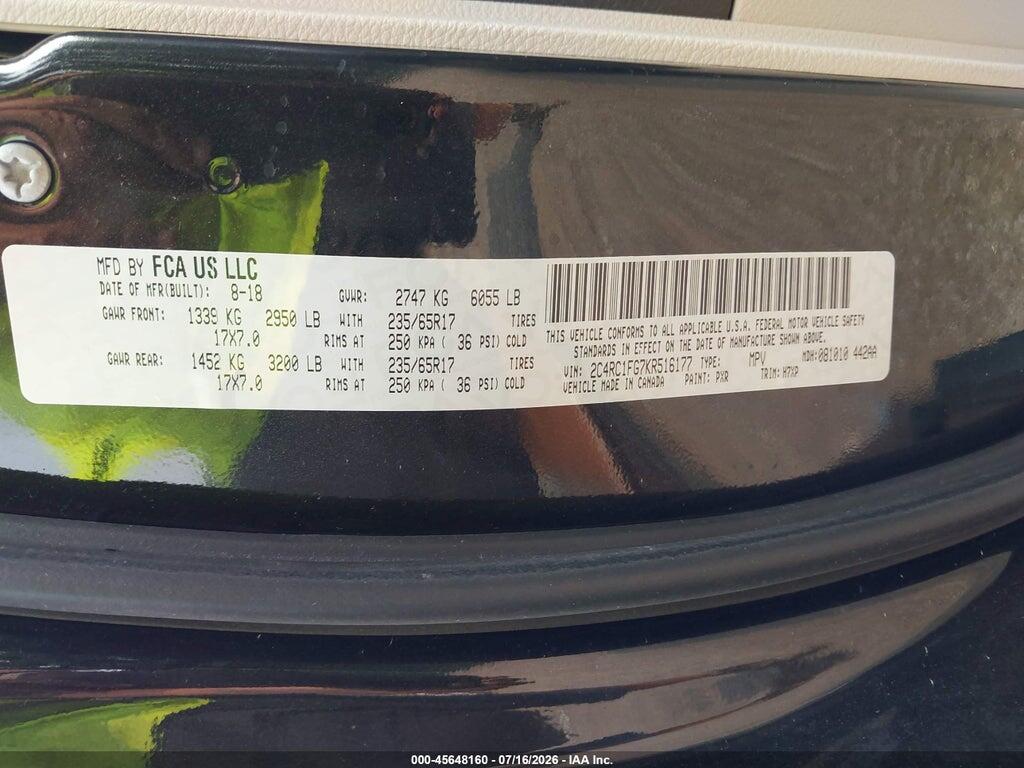 2C4RC1FG7KR516177 2019 CHRYSLER PACIFICA photo no. 9