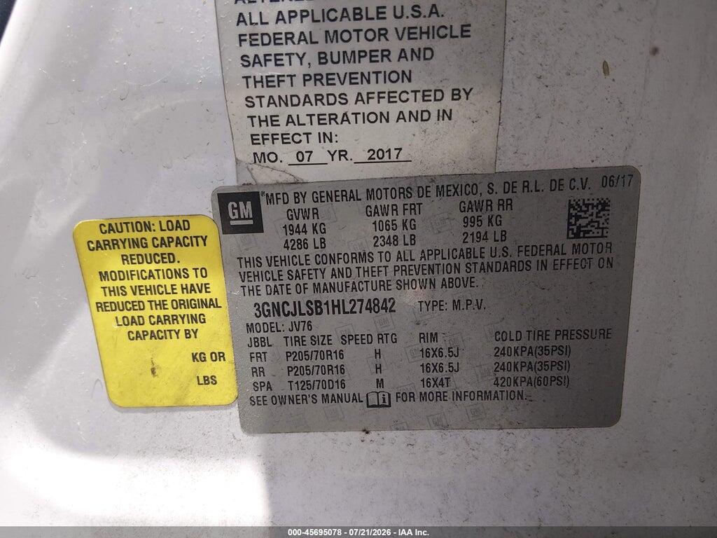 3GNCJLSB1HL274842 2017 CHEVROLET TRAX photo no. 9