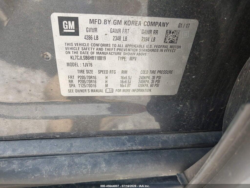 KL7CJLSB6HB118819 2017 CHEVROLET TRAX photo no. 9
