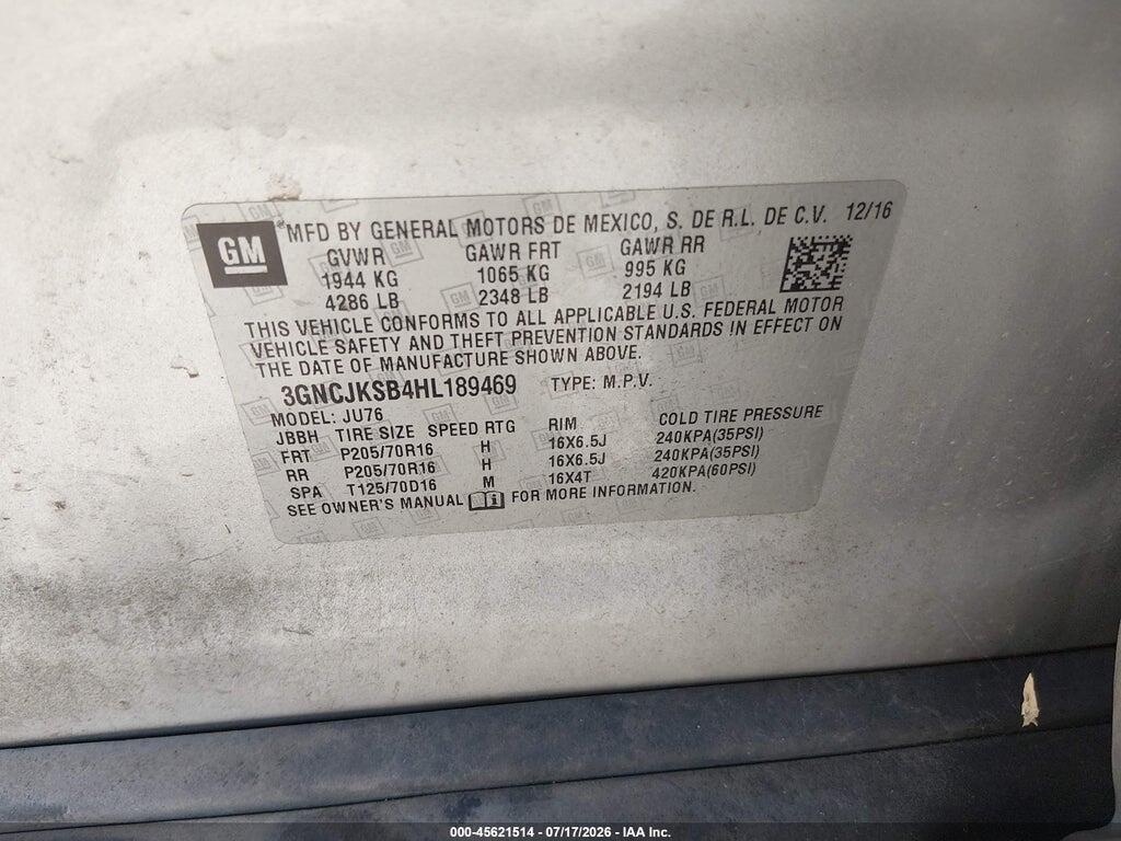 3GNCJKSB4HL189469 2017 CHEVROLET TRAX photo no. 9
