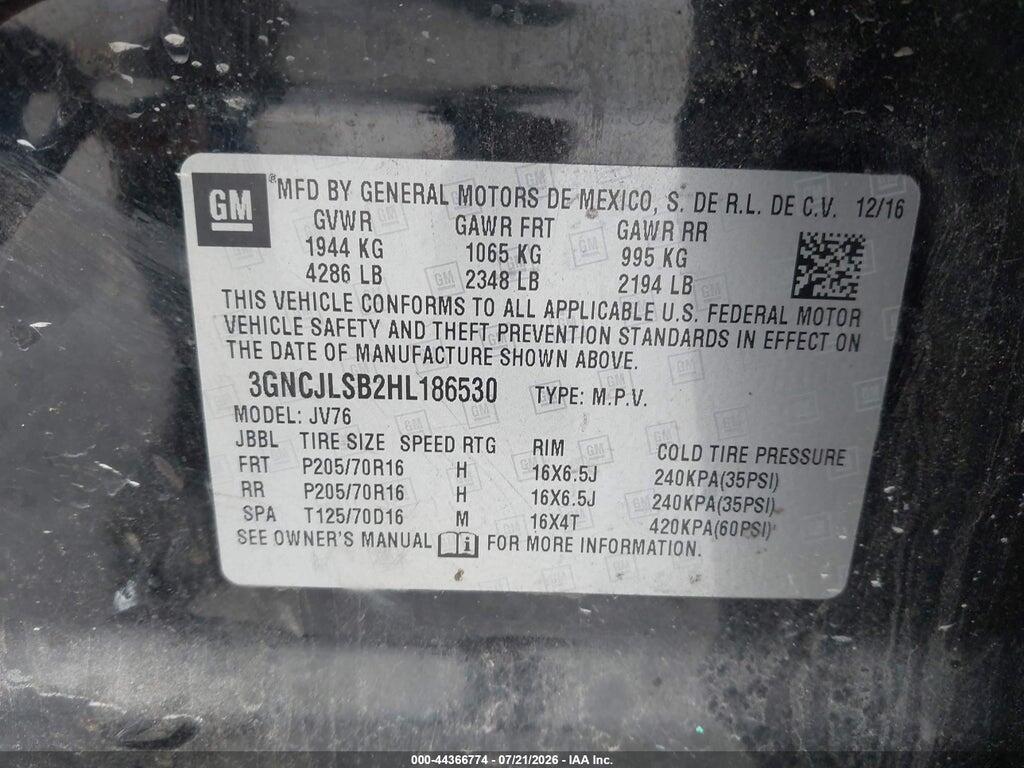 3GNCJLSB2HL186530 2017 CHEVROLET TRAX photo no. 9
