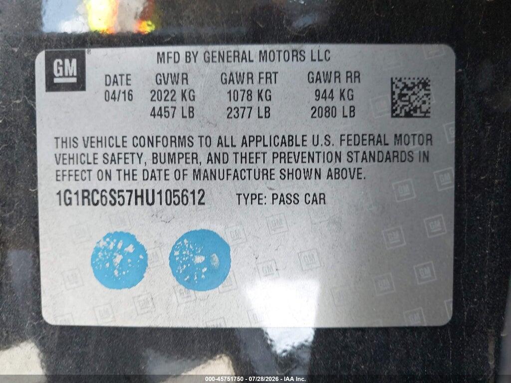 1G1RC6S57HU105612 2017 CHEVROLET VOLT photo no. 9