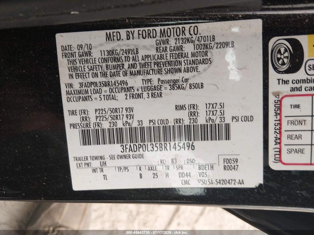 3FADP0L35BR145496 2011 FORD FUSION HYBRID photo no. 9