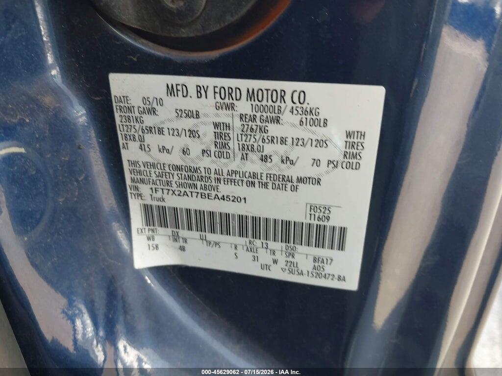 1FT7X2AT7BEA45201 2011 FORD SUPER DUTY F-250 SRW photo no. 9