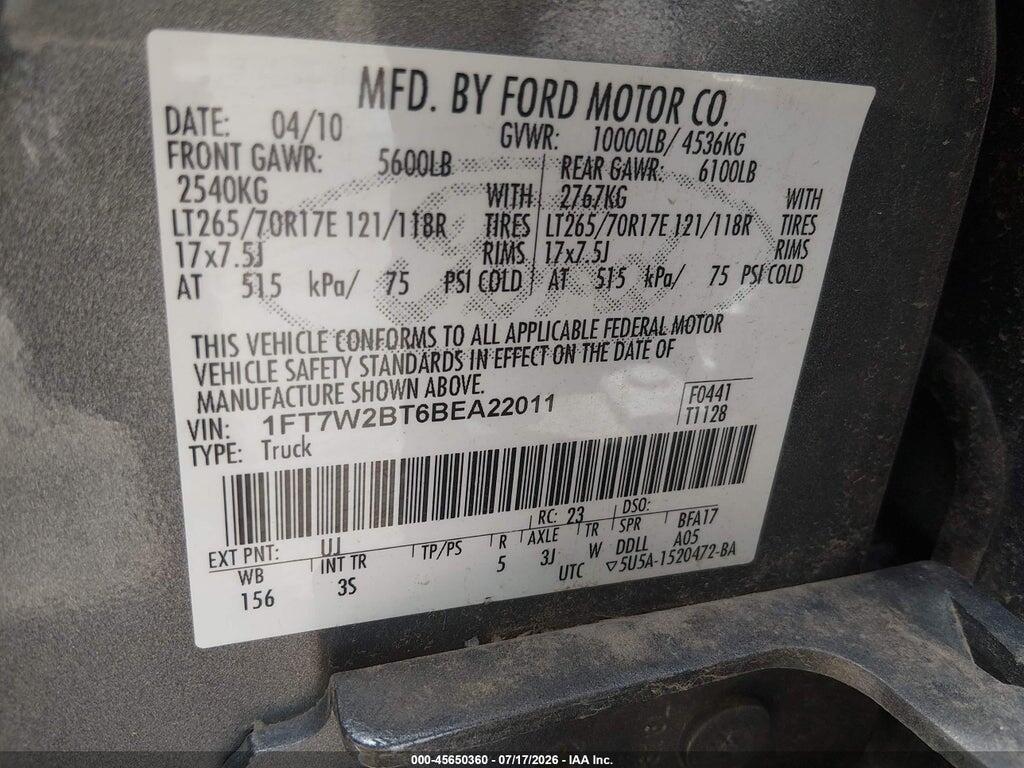 1FT7W2BT6BEA22011 2011 FORD SUPER DUTY F-250 SRW photo no. 9